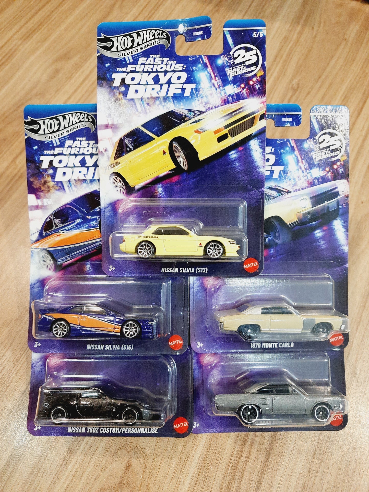 Hot Wheels 2026 Premium Fast & Furious Tokyo Drift Silver Series Die-Cast Car 1:64 Scale - Set Of 5 Cars