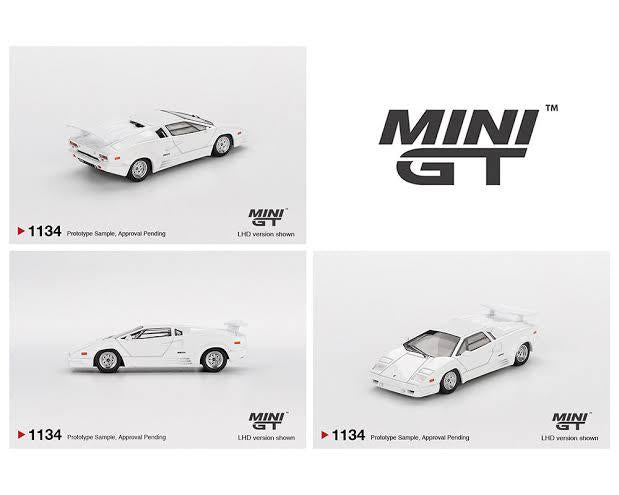 Mini GT #1134 (Blisters) : Lamborghini Countach 25th Anniversary White 1:64 Scale