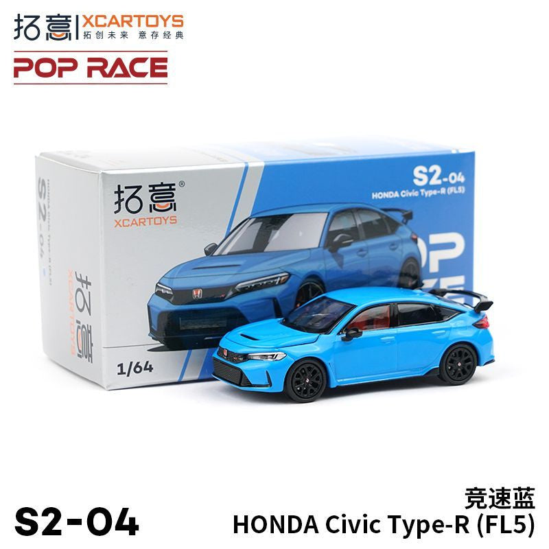 POP Race 1:64 Pandem EG6 Metallic Blue – Diecast Model Car with Open Hood