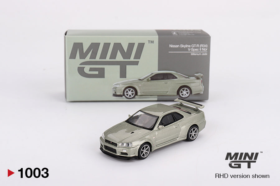 MiniGT 1003 - Nissan Skyline GT-R (R34) V-Spec II Nür Millenium Jade