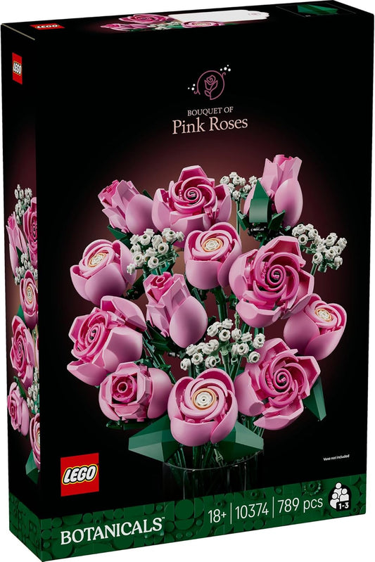 LEGO Botanicals Bouquet of Pink Roses, Decorative Flowers 10374 - Building Blocks Set for Adults -Age 18+