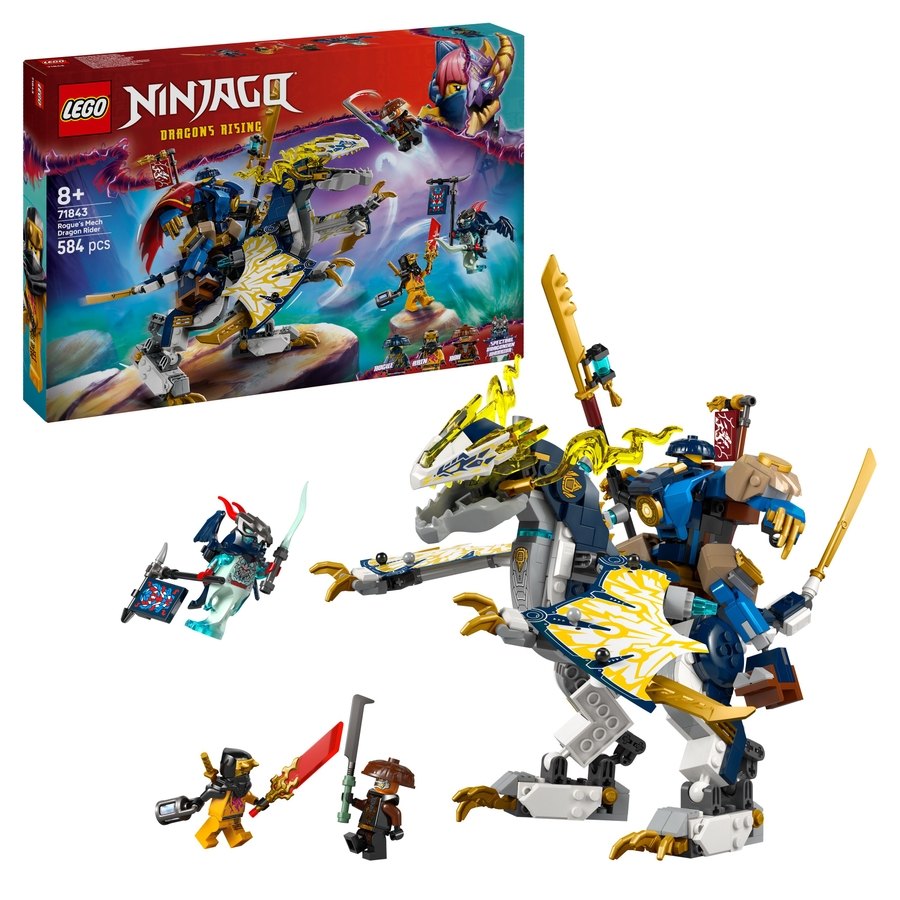LEGO NINJAGO Rogue’s Mech Dragon Rider Ninja Toy 71843 Building Blocks for Age 8Y+