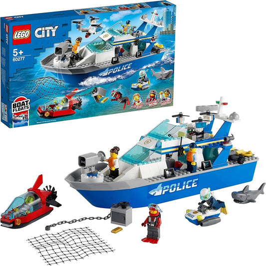 LEGO City Police Patrol Boat 60277 Building Kit (276 Pcs),Multicolor