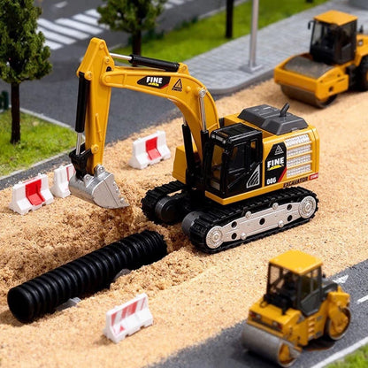 TRASPED HG4-413 1:64 Mini RC Excavator – Alloy Bucket, 270° Rotation, App Control, Lights & Sound | Remote Control Construction Toy