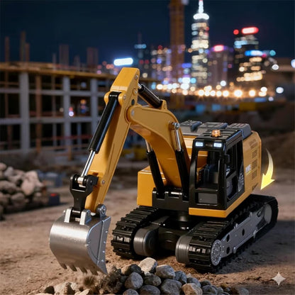 TRASPED HG4-413 1:64 Mini RC Excavator – Alloy Bucket, 270° Rotation, App Control, Lights & Sound | Remote Control Construction Toy