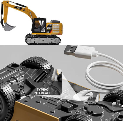 TRASPED HG4-413 1:64 Mini RC Excavator – Alloy Bucket, 270° Rotation, App Control, Lights & Sound | Remote Control Construction Toy