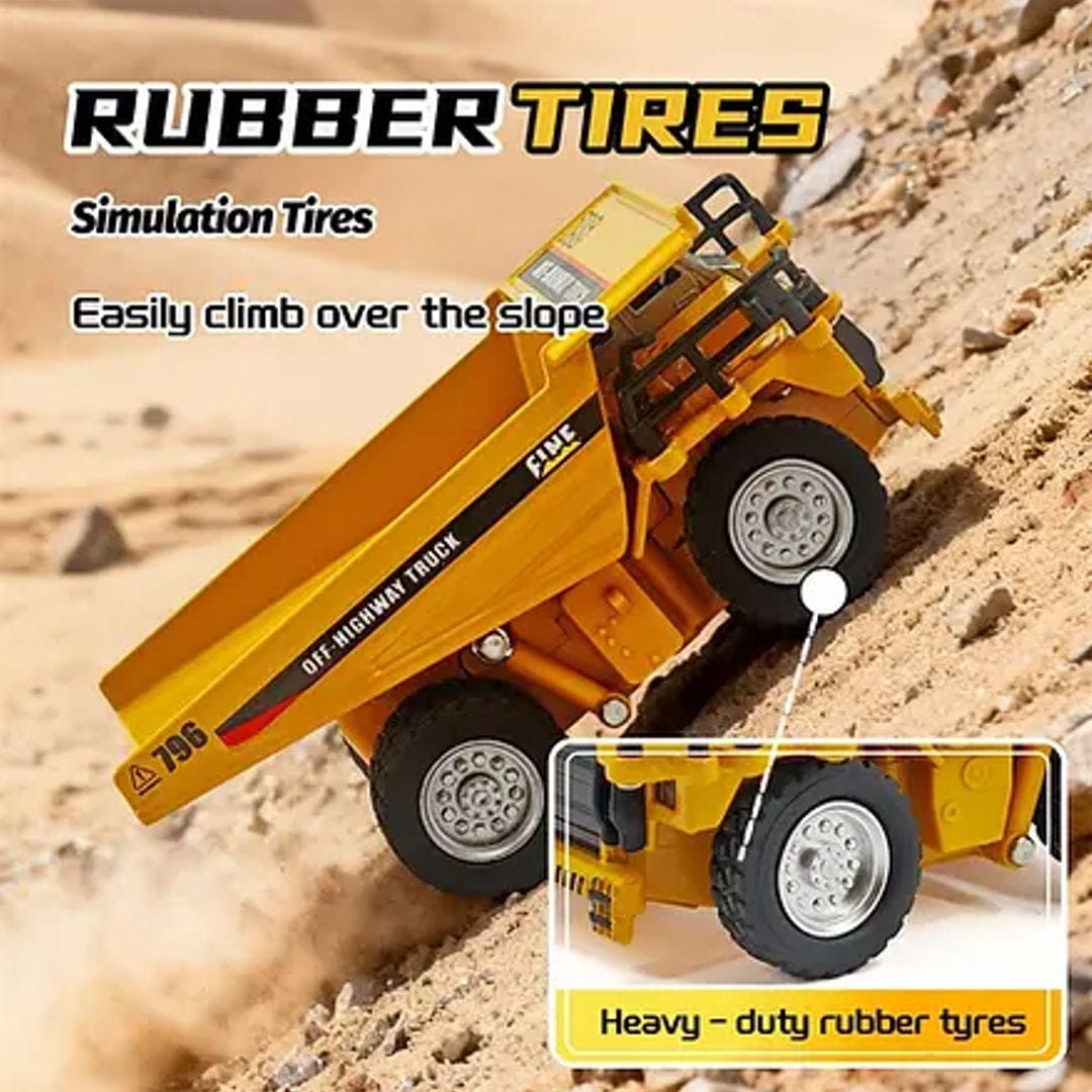 TRASPED HG4-414 1:64 Mini RC Alloy Dump Truck – 2.4GHz App Control, Lights & Music | Remote Control Construction Toy
