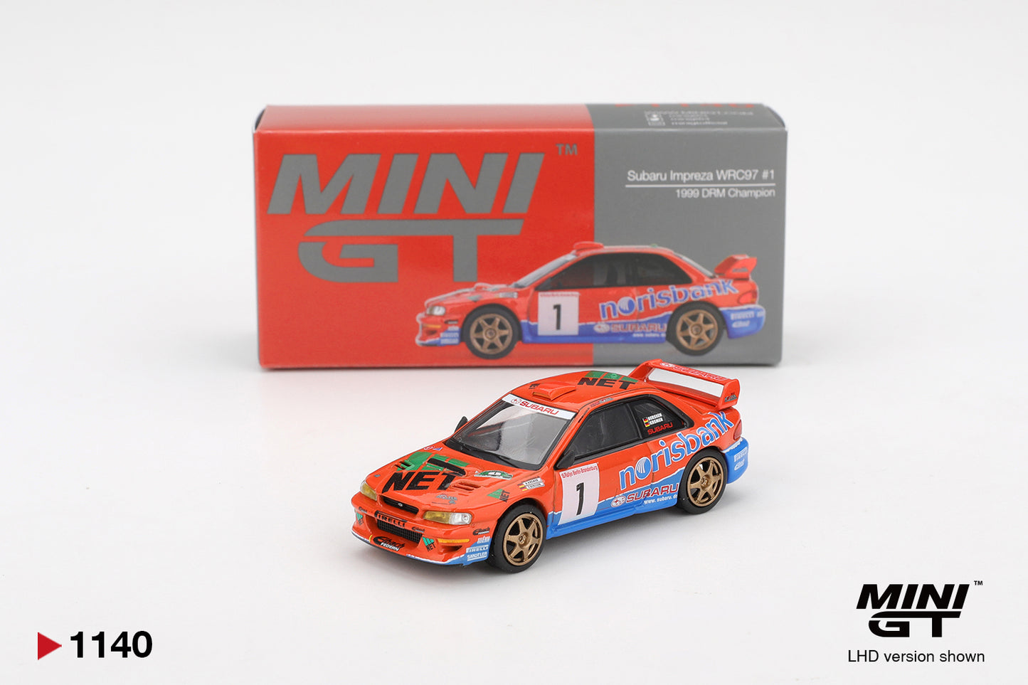 Mini GT 1140 1/64 Subaru Impreza WRC97 #1 1999 DRM Champion
