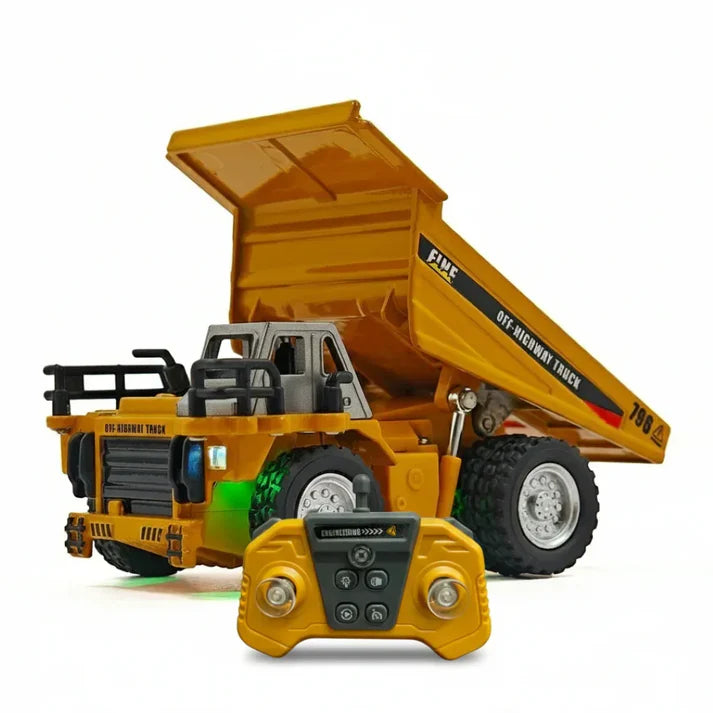 TRASPED HG4-414 1:64 Mini RC Alloy Dump Truck – 2.4GHz App Control, Lights & Music | Remote Control Construction Toy