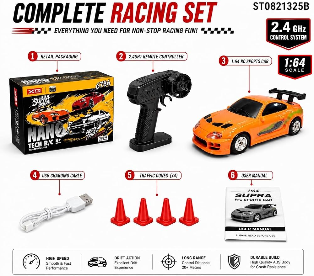 Officially Licensed Supra MK4 XQ BRAND First & Furious 4WD 1:64 Drift Car