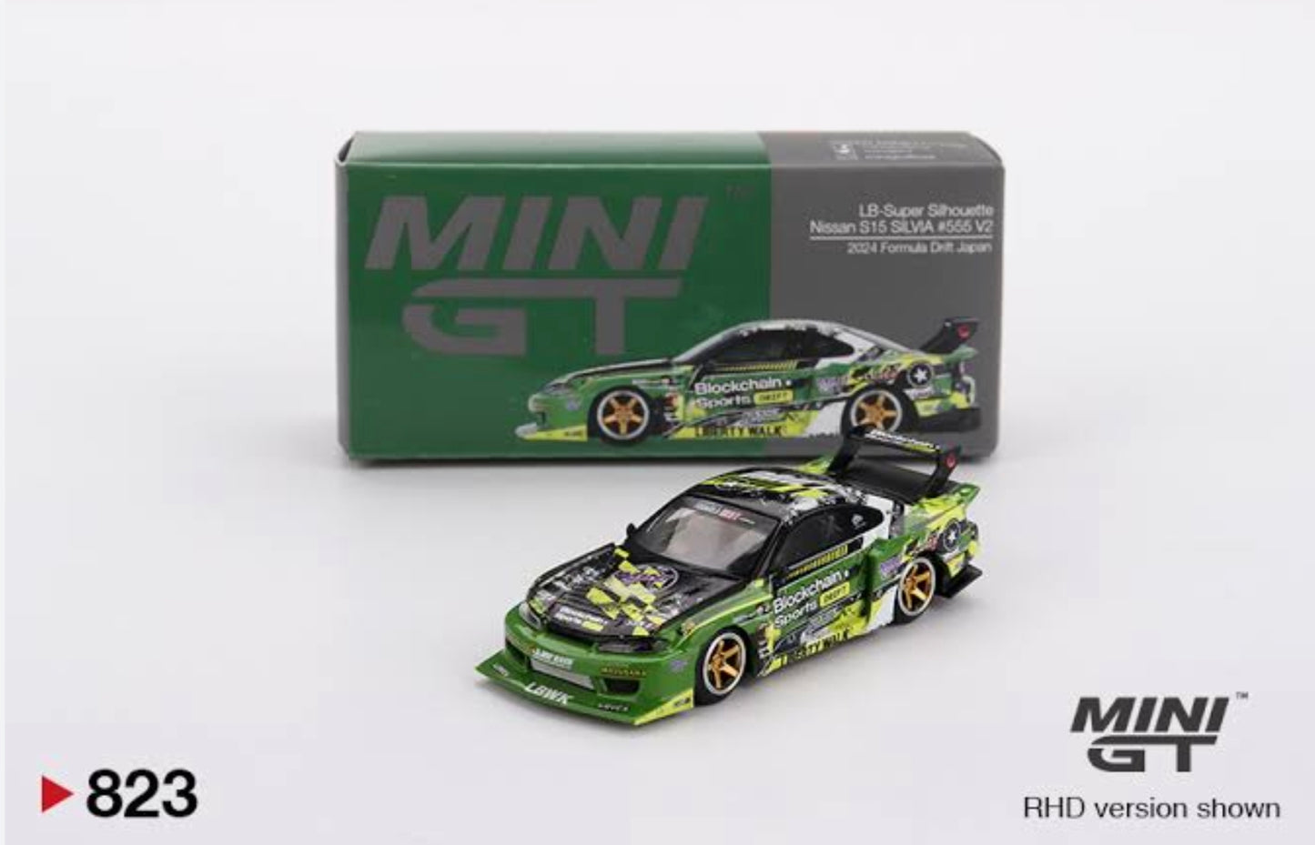 MiniGT 823 Nissan LB-Super Silhouette S15 SILVIA #555 V2 2024 Formula Drift Japan