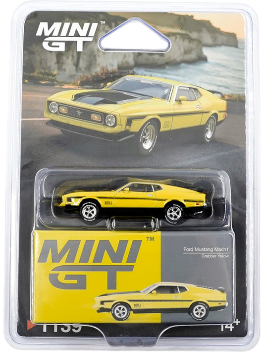 Mini gt #1139 (Blister) ford mustang mach 1 grabber yellow 1:64 Scale