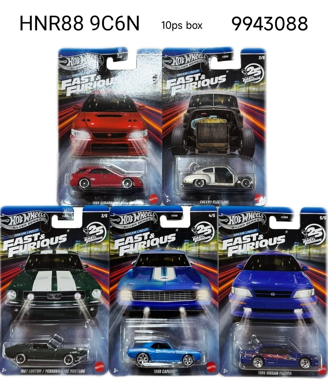 Hot Wheels Scale 1:64 Imported 2026 Silver Series Dream Line up Fast and Furious - Set Of 5