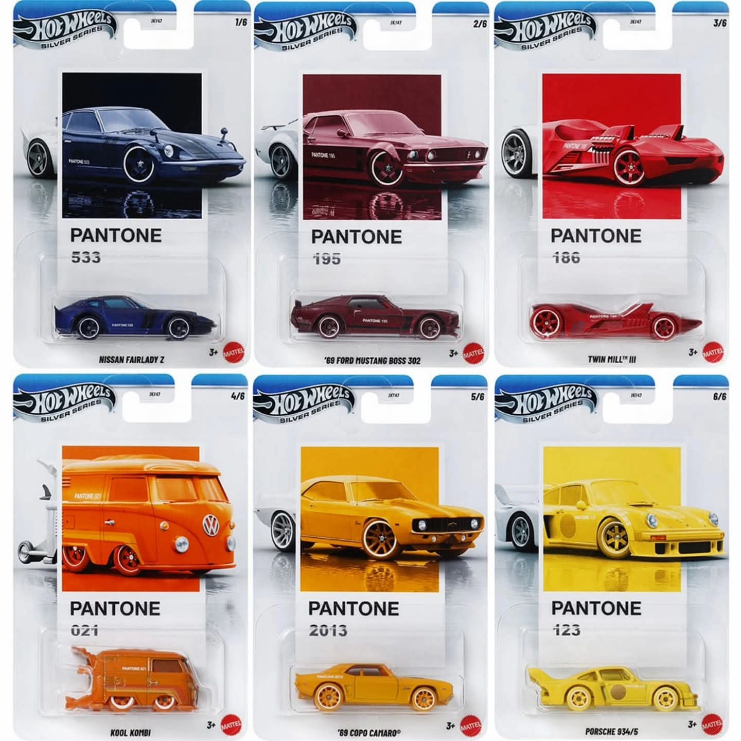 HotWheels Pantone Silver Series car 1:64 Scale Set of 10 JKY47 including delivery charges 3199