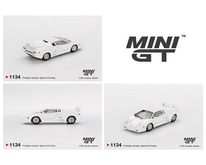 Mini GT #1134 (Blisters) : Lamborghini Countach 25th Anniversary White 1:64 Scale