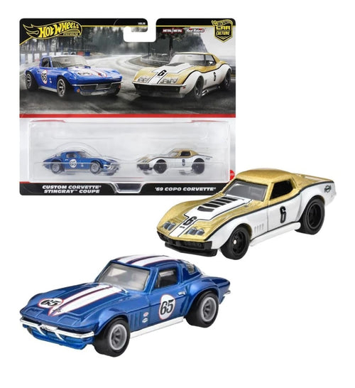 Mattel Hot Wheels HRR80 Premium 2 Pack '69 COPO Corvette/Custom Corvette Stingray Coupe HBL96