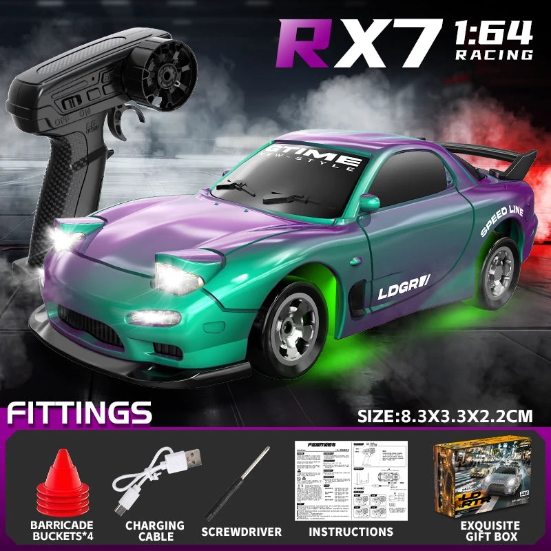 Desktop RC Drift Car Micro LD/ZERO Skala 1:64 QD 2,4 Ghz Model RX7 - GTR dan Dodge - Mobil RC Mi...