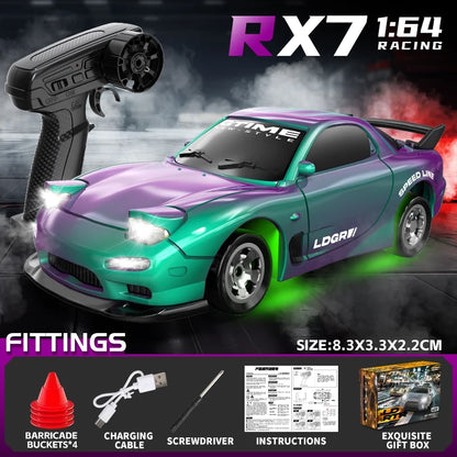 Desktop RC Drift Car Micro LD/ZERO Skala 1:64 QD 2,4 Ghz Model RX7 - GTR dan Dodge - Mobil RC Mi...