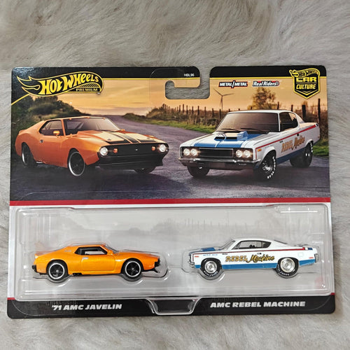 HOT WHEELS PREMIUM 1/64 CAR CULTURE TEAM TRANSPORT - '71 AMC JAVELIN AND AMC LEVEL MACHINE
