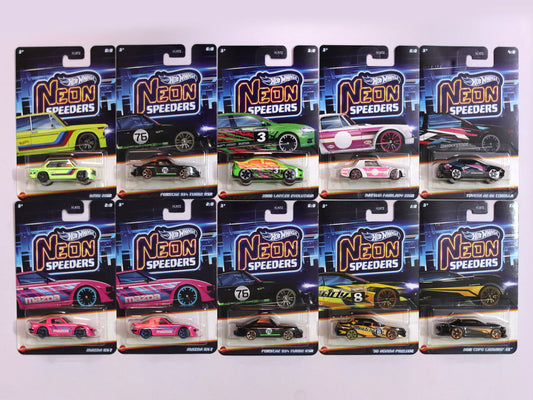 HLH2 JCB07 Neon Speeders 1:64 Hotwheels toy car Set of 10 cars imported card