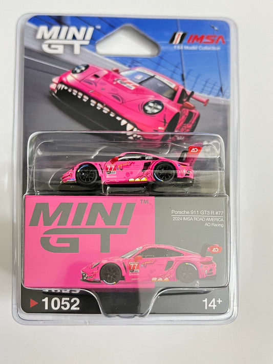 MINI GT-1052 ( Blister ) Porsche 911 GT3 R #77 AO Racing 2024 IMSA Road America - ROXY