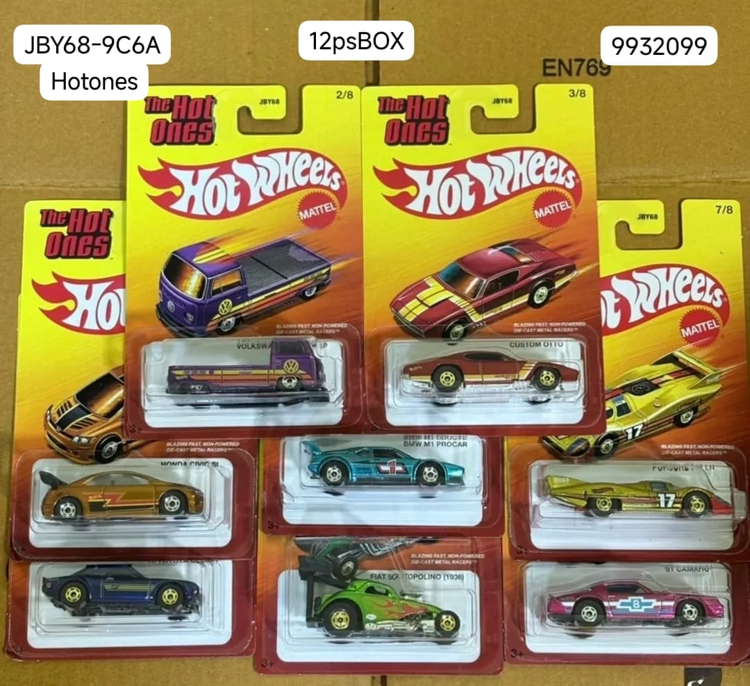 1:64 Hot Wheels 2025 The Hot Ones SET of 12pcs box. JBY68-979A VW, Porsche, BMW imported card