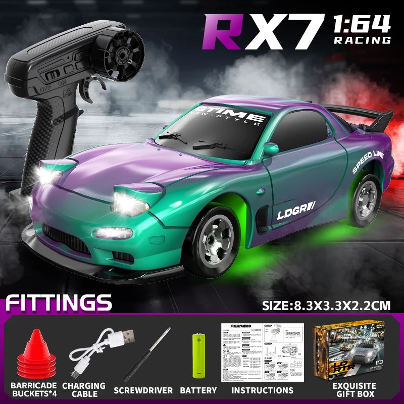 Desktop RC Drift Car Micro LD/ZERO Skala 1:64 QD 2,4 Ghz Model RX7 - GTR dan Dodge - Mobil RC Mi...