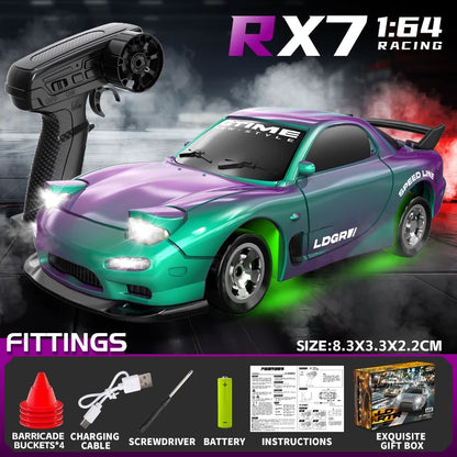 Desktop RC Drift Car Micro LD/ZERO Skala 1:64 QD 2,4 Ghz Model RX7 - GTR dan Dodge - Mobil RC Mi...
