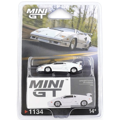 Mini GT #1134 (Blisters) : Lamborghini Countach 25th Anniversary White 1:64 Scale