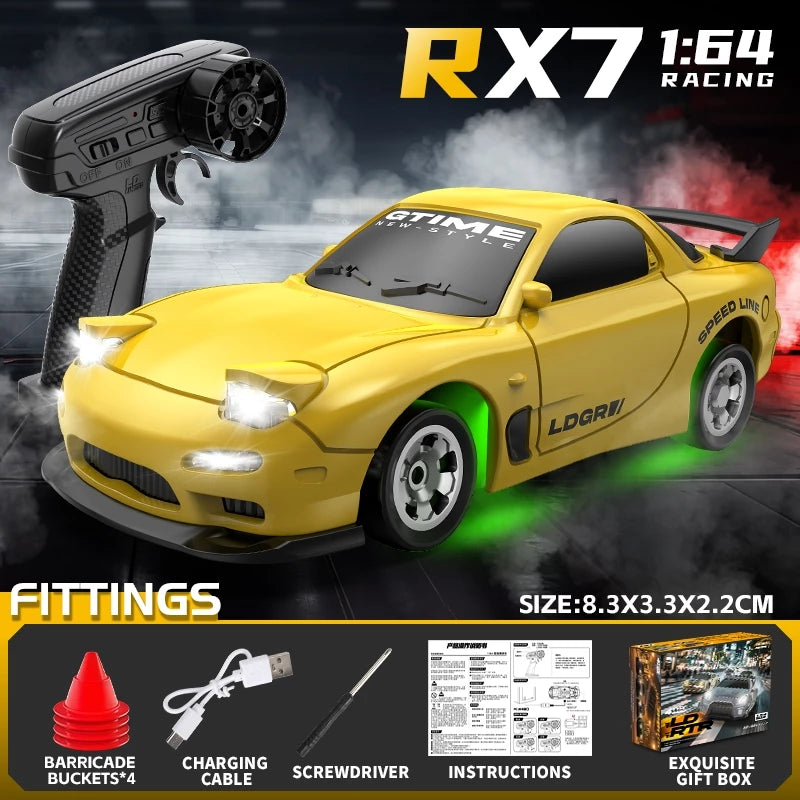 Desktop RC Drift Car Micro LD/ZERO Skala 1:64 QD 2,4 Ghz Model RX7 - GTR dan Dodge - Mobil RC Mi...